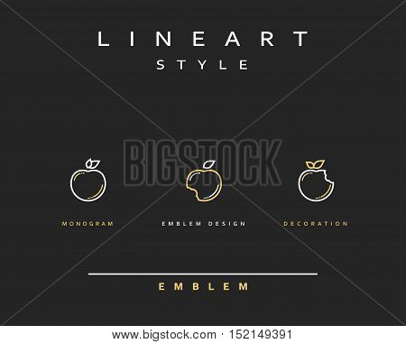 Apple icon style line art. Monogram emblem design style lineart. Icon for web