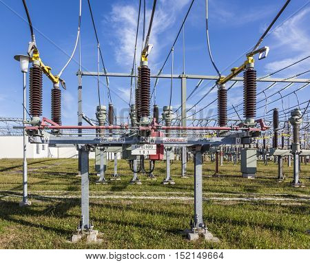 KRIFTEL GERMANY - JUNE 20 2011: transformer for wind energy at a power plant station