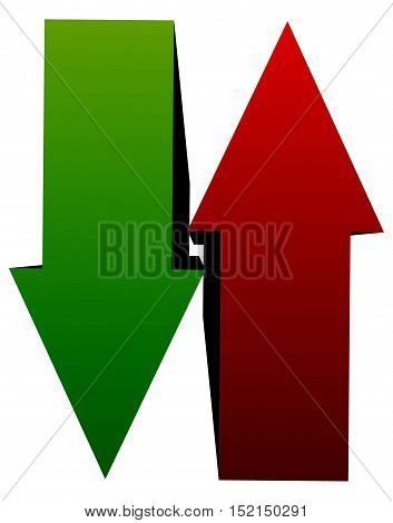 Green Red Up Down Arrow Icon(s). Vertical Arrows In Opposite Direction