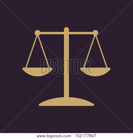 The scales icon.  Weigher symbol. Flat Vector illustration