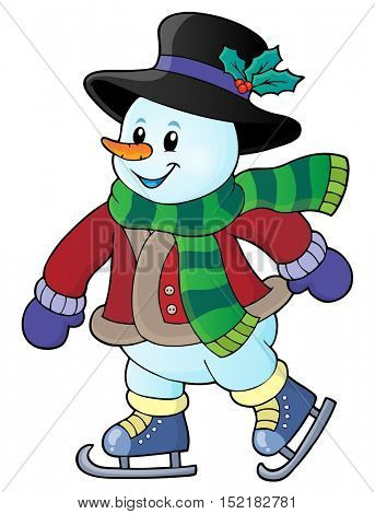Skating snowman theme image 1 - eps10 vector illustration.