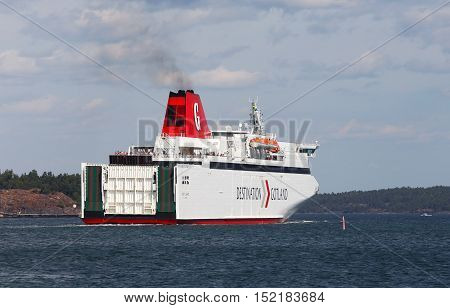 Nynashamn, Sweden - July 15, 2013: M/S Gotland departure from Nynashamn with destination Visby.