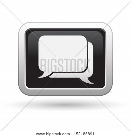 Speech bubbles icon on the button. Vector illustration