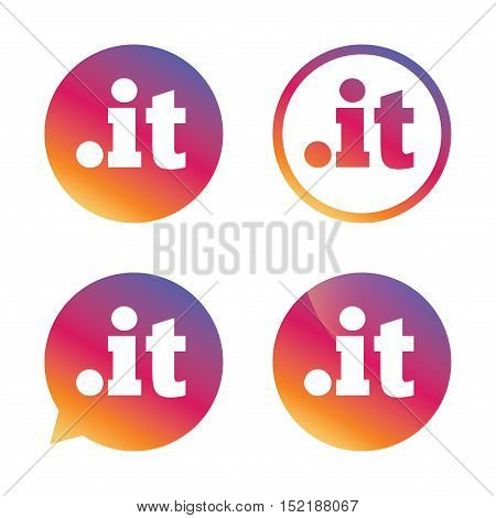 Domain IT sign icon. Top-level internet domain symbol. Gradient buttons with flat icon. Speech bubble sign. Vector