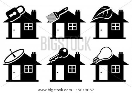 六个矢量房子插图。