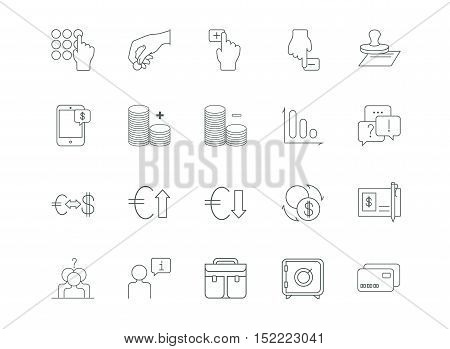 Banking, finance thin line icons for illustrations