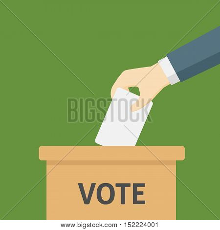 Businessman Put His Vote Card On Ballot Box