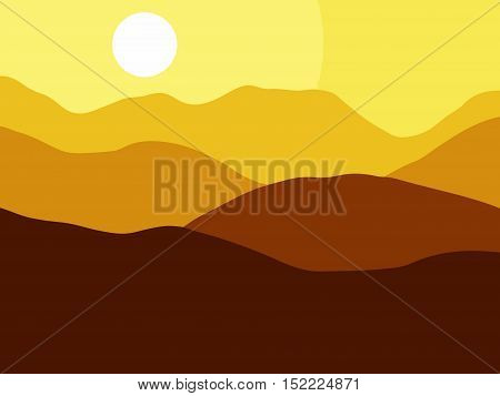 Mountains on the Sun background. Vector EPS10 illustration.