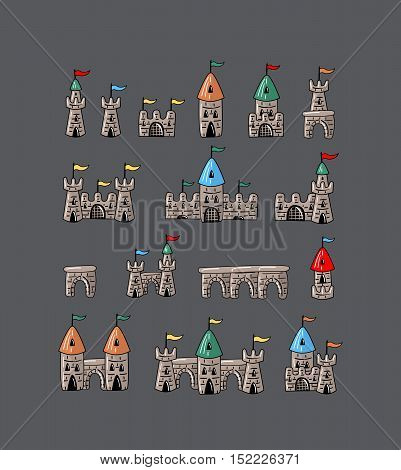 Great designed cartoon styled castle for illustrations