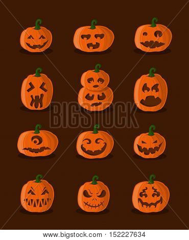 Great designed pumpkins for halloween holidays for illustrations