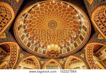 DUBAI, UAE - OCTOBER 17, 2016: The Persian Court of the Ibn Battuta Mall.  Based on the travels of Ibn Battuta, this mall is divided into six courts each depicting a different country