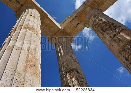 Pillars of the temple of Zeus in the ancient Nemea Greece