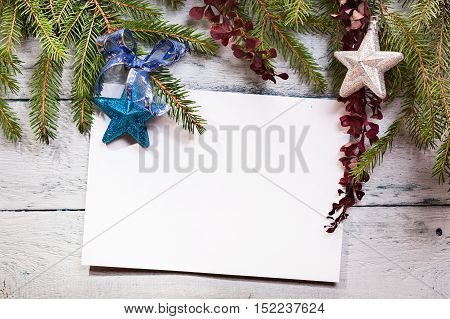 Christmas card on a wooden board. Christmas series