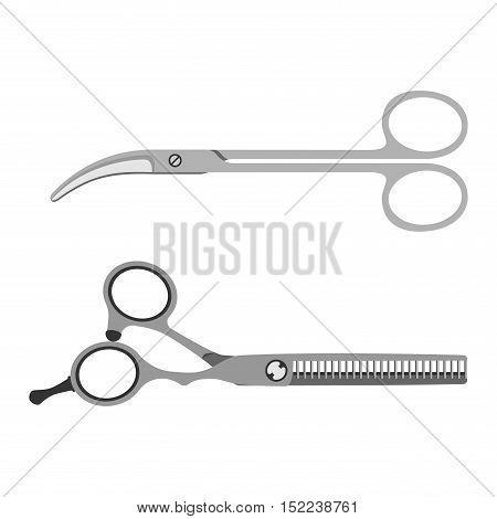 Scissor vector illustration tool isolated on white background. Simple label sharp scissor vector cut vector. Scissor vector simplicity work steel tool