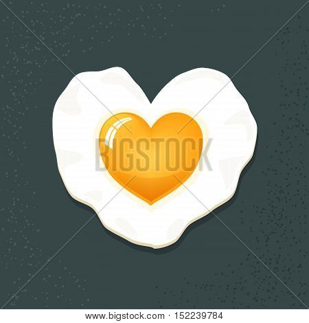 Vector Icon Of Fried Egg In Form Of Heart Isolated