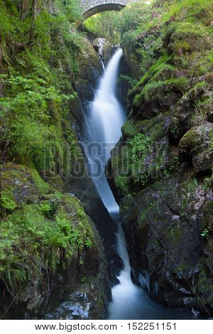 Detail of Aira Force Waterfall near Ullswater in the English Lake District. England. UK.