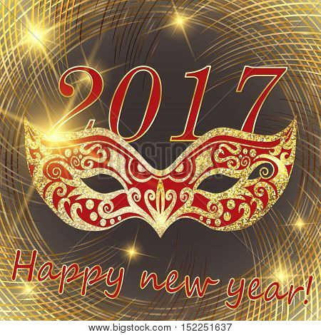 2017 Vector happy New Year and Christmas. line Golden disk can be used as a frame card cover background website. EPC 10