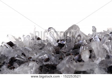 White Rock-crystal With Galenite Background