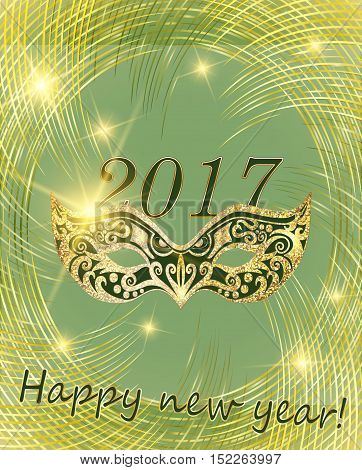 2017 Vector happy New Year and Christmas. line Golden disk can be used as a frame card cover background website. EPC 10