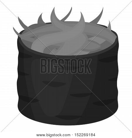 Gunkan maki icon in monochrome style isolated on white background. Sushi symbol vector illustration.