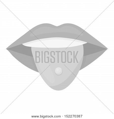 Pierced tongue icon monochrome. Single tattoo icon from the big studio monochrome.