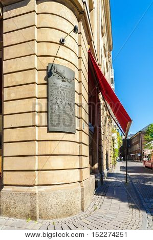 Cologne, Germany - April 9, 2008: A Bronze Plaque In Honor Of The Inventor Of The Cologne Water  Far