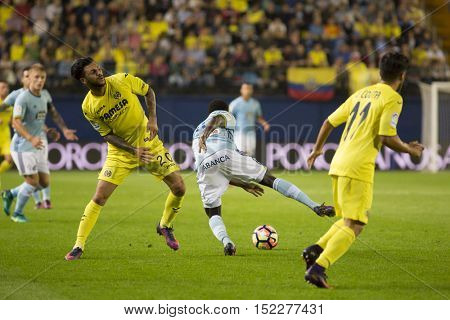 VILLARREAL, SPAIN - OCTOBER 16th: Pione Sisto during La Liga soccer match between Villarreal CF and RC Celta de Vigo at El Madrigal Stadium on October 16, 2016 in Villarreal, Spain