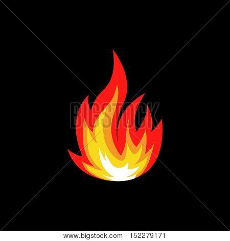 Isolated abstract red and orange color fire flame logo on white background. Campfire logotype. Spicy food symbol. Heat icon. Hot energy sign. Vector illustration