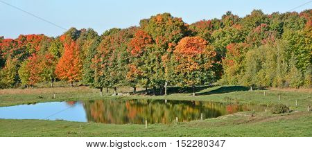 Fall landscape road eastern township Bromont, Quebec, canada