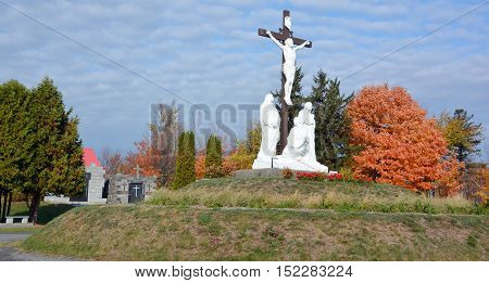 GRANBY QUEBEC CANADA 10 18 2016: Roman Catholic Cemetery (Granby) This is the old Roman Catholic cemetery of Granby. It is still active but there is also a modern cemetery in the town.