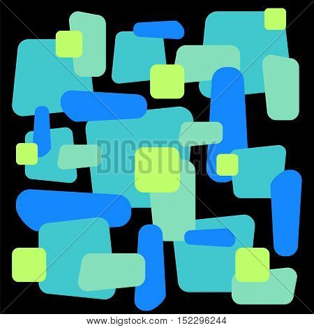 Abstract vector ornament on square tile. Colorful blue and green eometric decorative pattern. Rectangle element for web design or graphic decor