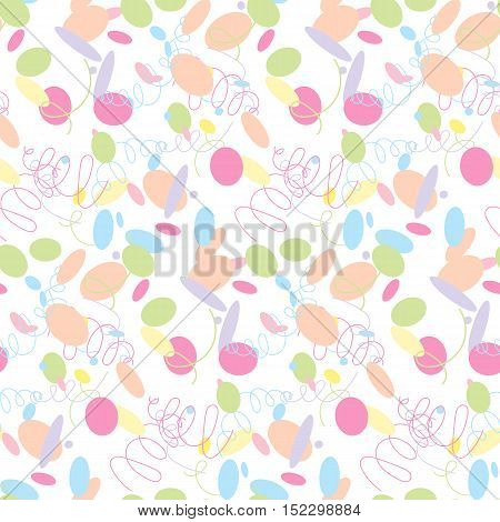 Seamless festive pattern, multi-colored confetti on a white background, vector illustration