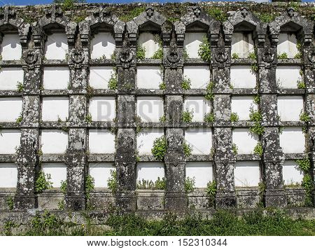 Ancient tombs in Bonaval cemetery in Santiago de Compostela, Spain