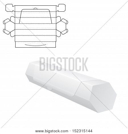 Vector Illustration of Diecut Craft Box for Design, Website, Background, Banner. Retail Folding package Template. Fold pack with dieline for your brand on it