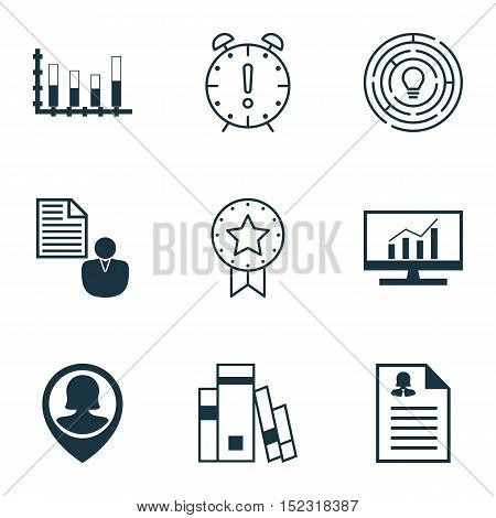 Set Of 9 Universal Editable Icons For Education, Human Resources And Statistics Topics. Includes Ico