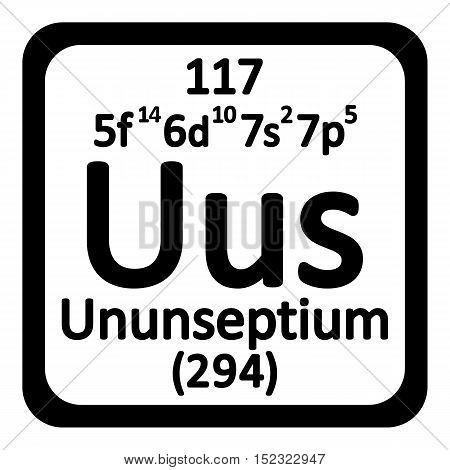 Periodic table element ununseptium icon on white background. Vector illustration.