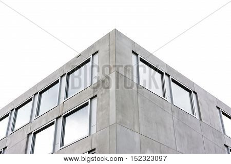 Symmetric Contemporary Architecture Concrete Square Geometric Building Office Corner Isolated White