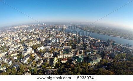 aerial view of the autumn Kiev, Podol