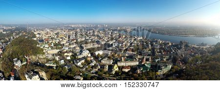 aerial view of the autumn Kiev, Podol
