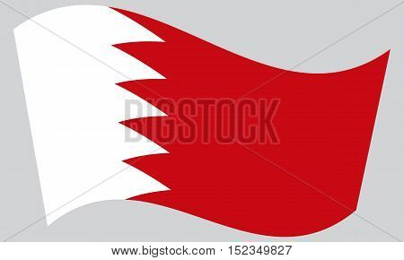 Bahraini national official flag. Patriotic symbol banner element background. Correct colors. Flag of Bahrain waving on gray background vector