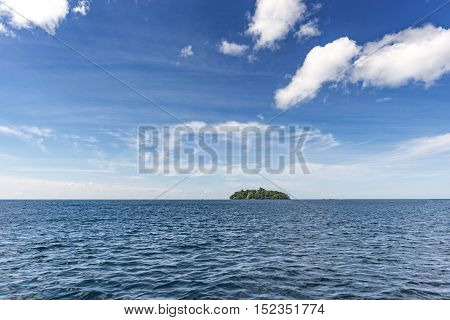 Beautiful Sea Landscape With The Island, Cloud, Blue Sky