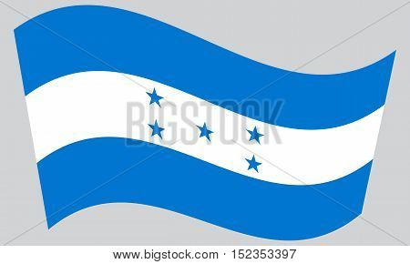 Honduran national official flag. Republic of Honduras patriotic symbol banner element background. Correct colors. Flag of Honduras waving on gray background vector