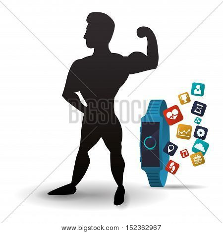 fitness app technology icons vector illustration design