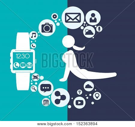 fitness app technology icons vector illustration design