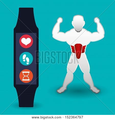 fitness app technology icons vector illustration design