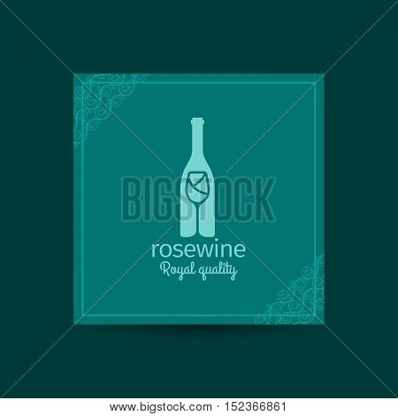 Rosewine royal quality square card with decorative corners. Vector illustration