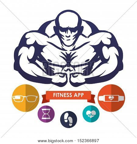 fitness app technology icons vector illustration design
