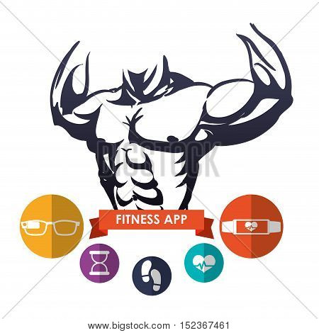 fitness app technology icons vector illustration design