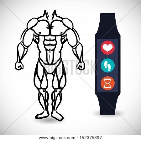 fitness app technology icons vector illustration design
