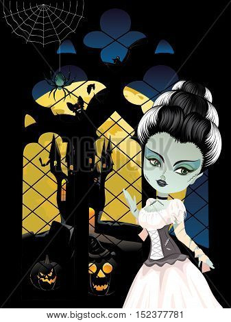 Fashion Zombie Girl Near Window